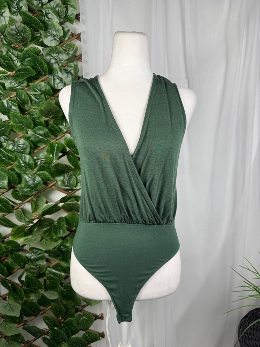 Forever 21 Forest Green Wrap Bodysuit